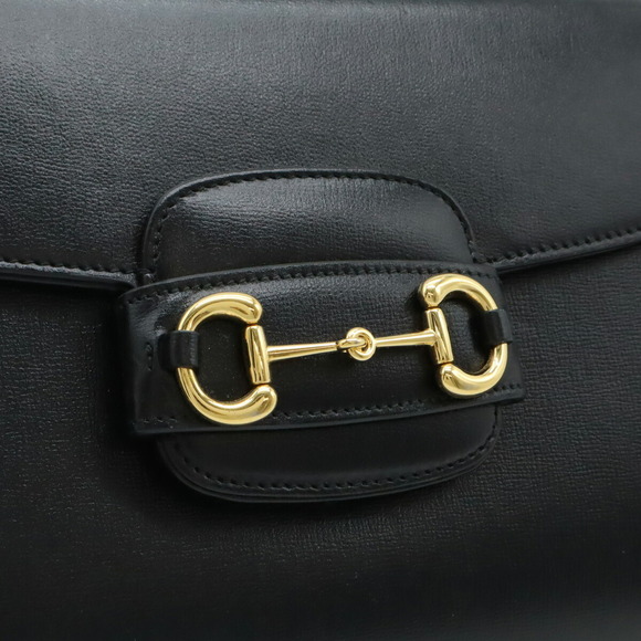 Gucci Horsebit Top Handle Bag Shoulder Bag Black Leather - Picture 8 of 10